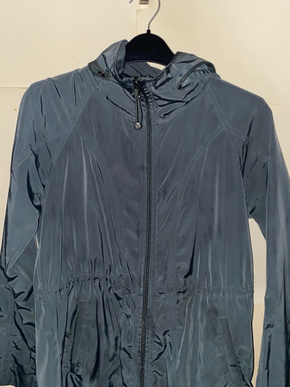 Athleta Lightweight Women's Hooded Rain Jacket - Slate Blue Green